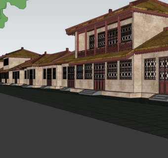 新中式沿街商业建筑su模型