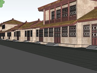 新中式沿街商业建筑su模型