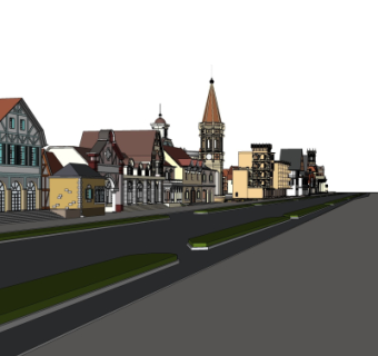 欧式沿街商业建筑su模型