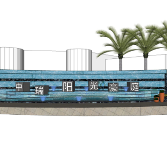 现代景观墙su模型