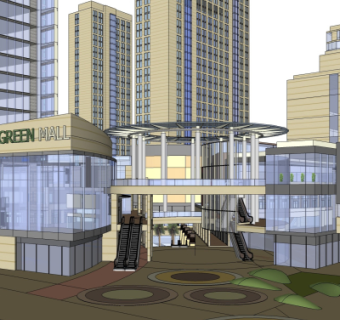 现代商业街su模型