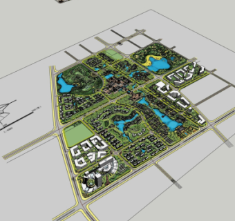 现代小区规划su模型