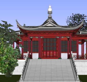 中式殿宇su模型