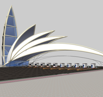 现代收费站su模型