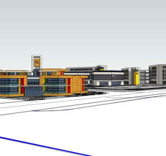 现代幼儿园外观su模型