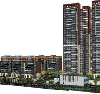 现代高层住宅外观su模型