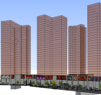 现代商业街su模型