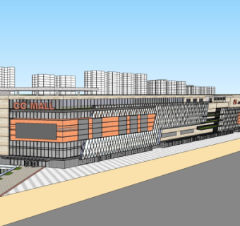 现代商业街su模型