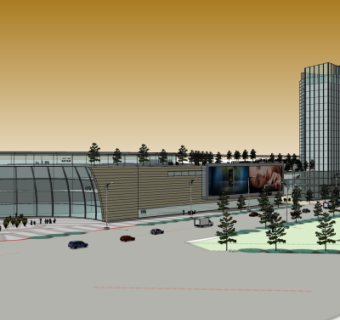 现代商业街su模型