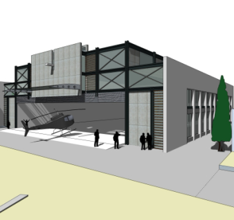 现代飞机库su模型