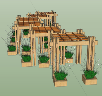现代廊架免费su模型