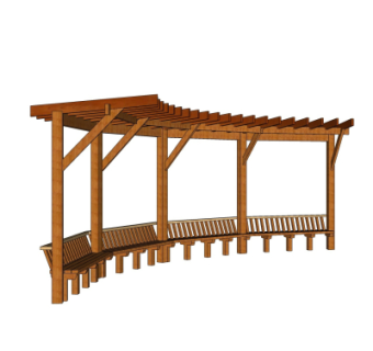现代廊架免费su模型