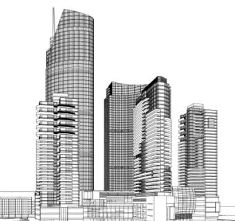 现代高层住宅外观su模型