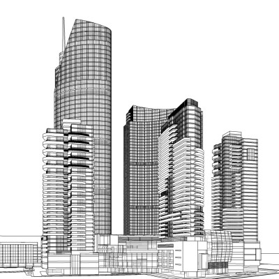 现代高层住宅外观su模型