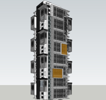 现代高层住宅外观su模型