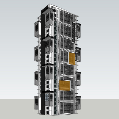 现代高层住宅外观su模型