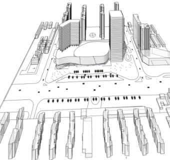 现代高层公寓鸟瞰规划su模型
