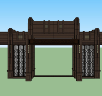 中式园林大门免费su模型