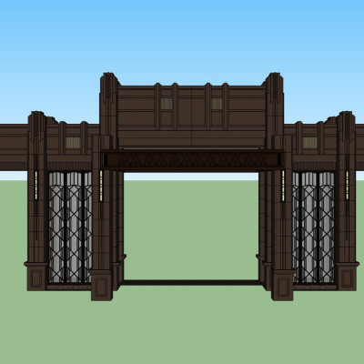 中式园林大门su模型