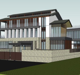 中式住宅外观su模型