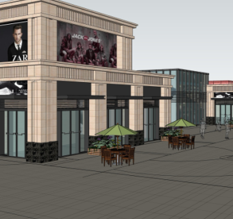 新古典沿街商业建筑su模型