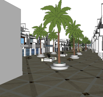 新中式商业街su模型