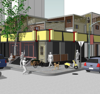 现代沿街商业建筑su模型