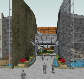 现代商业街su模型