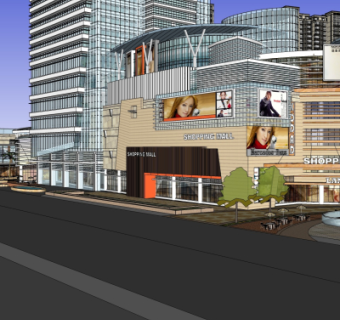 现代沿街商业建筑su模型