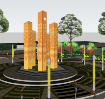 现代公园景观局部su模型