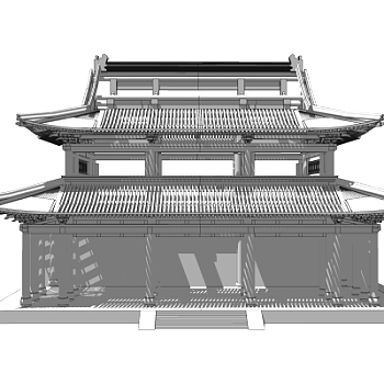 中式天王殿su模型