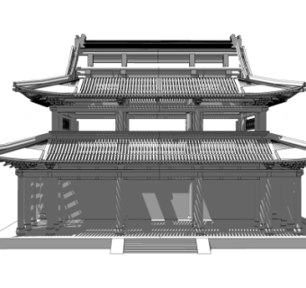 中式天王殿su模型