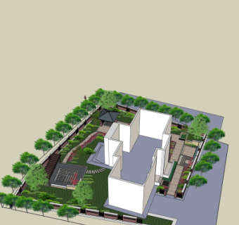 现代别墅鸟瞰规划su模型