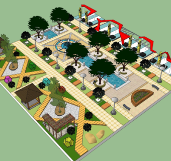 现代公园景观su模型