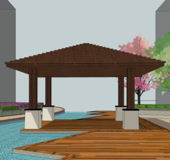 中式凉亭su模型