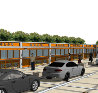 现代沿街商业建筑su模型