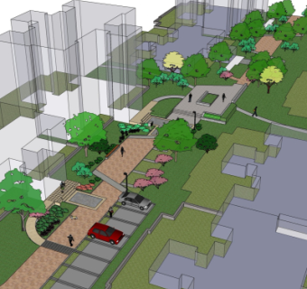 现代公园景观su模型