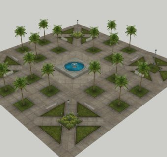 现代广场景观su模型