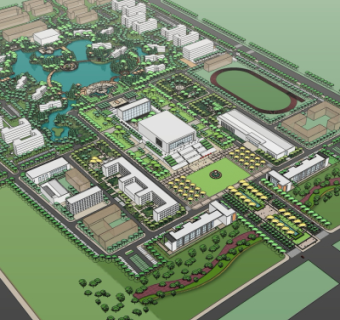 现代小区规划su模型