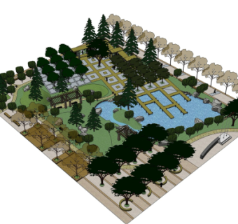 现代公园景观su模型