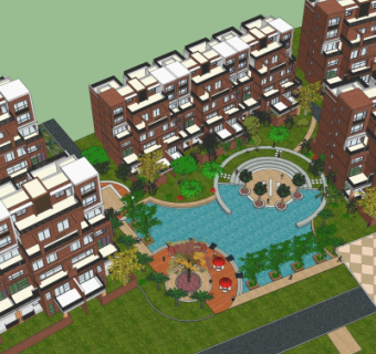 现代高层住宅鸟瞰规划su模型