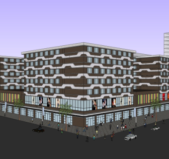 现代商业街su模型