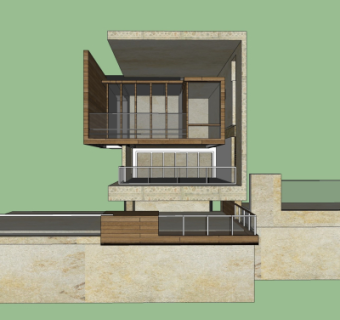 现代海景房su模型