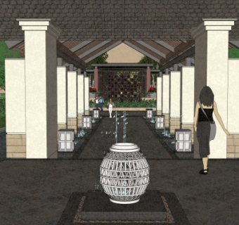 新中式售楼处su模型