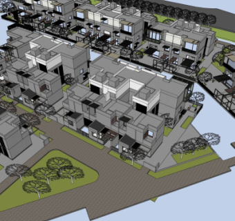 中式住宅鸟瞰规划su模型
