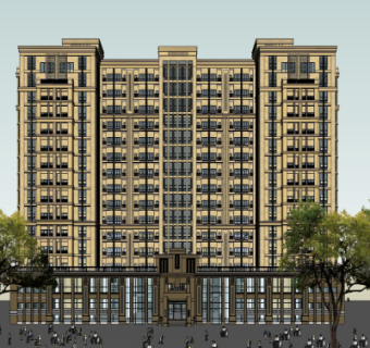 新古典高层公寓楼su模型