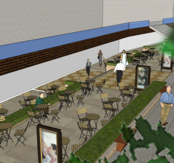 现代广场休息区su模型