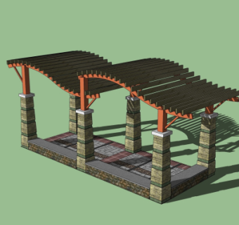 东南亚廊架su模型