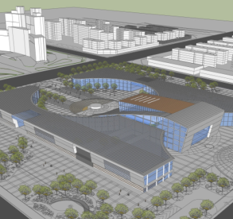 现代商业街鸟瞰规划su模型