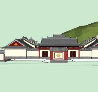 中式古建古庙su模型
